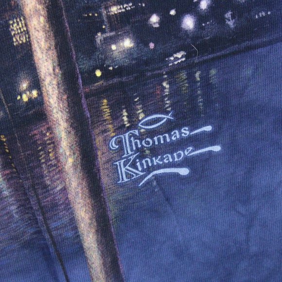 Vintage Thomas Kinkade Shirt Mens Blue Tie Dye Short Sleeve American Flag L - Picture 5 of 10